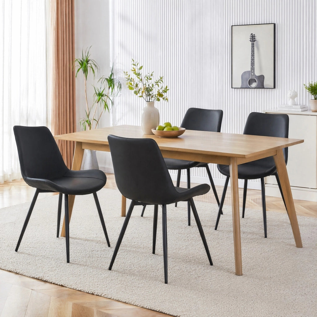 SEDIA Da pranzo Set da 4 pezzi 75,5x59x50,5 cm Nero in PU e metallo