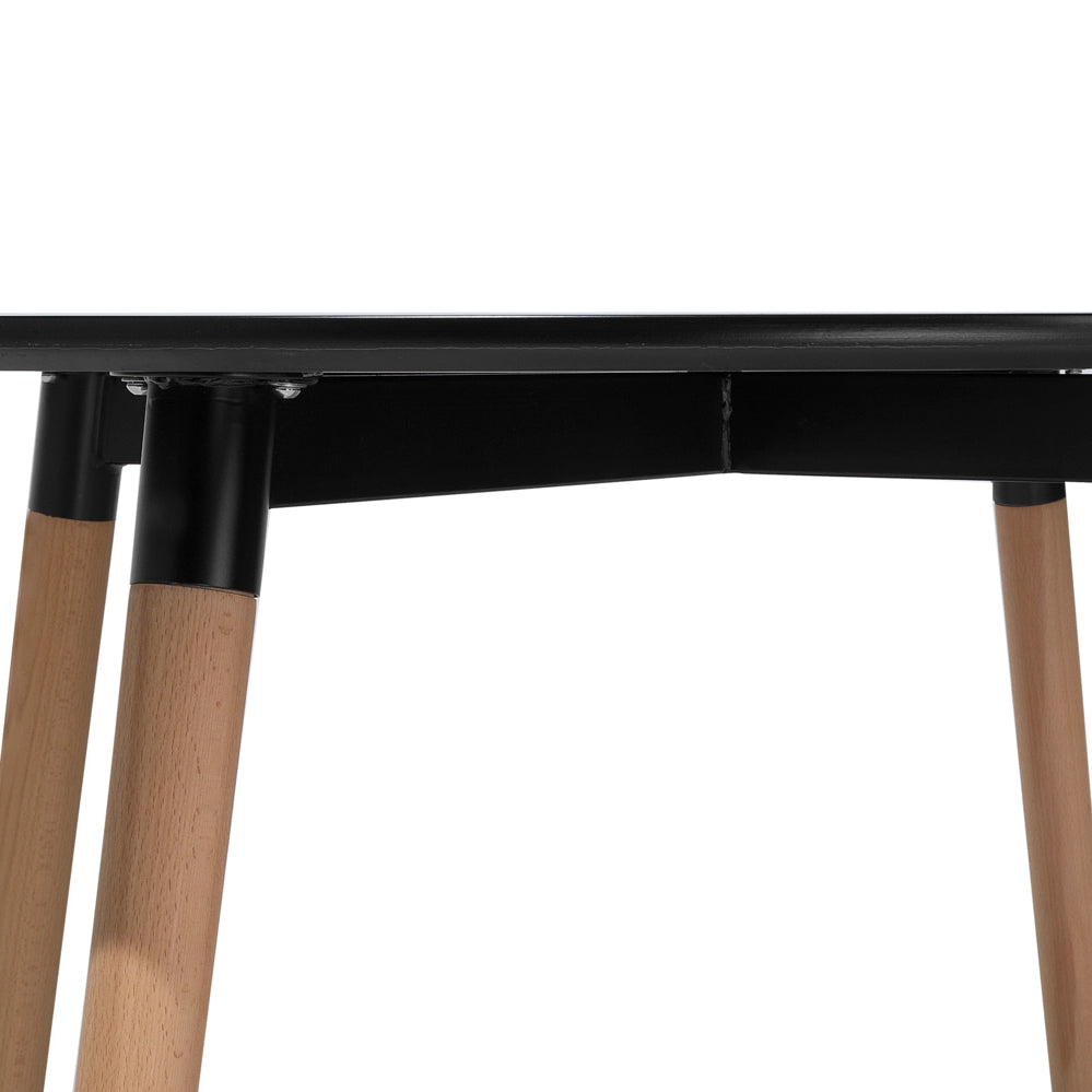 Tavolo da Pranzo in Legno di Faggio Nero ø 120 cm Rotondo Cucina Soggiorno Minimalista