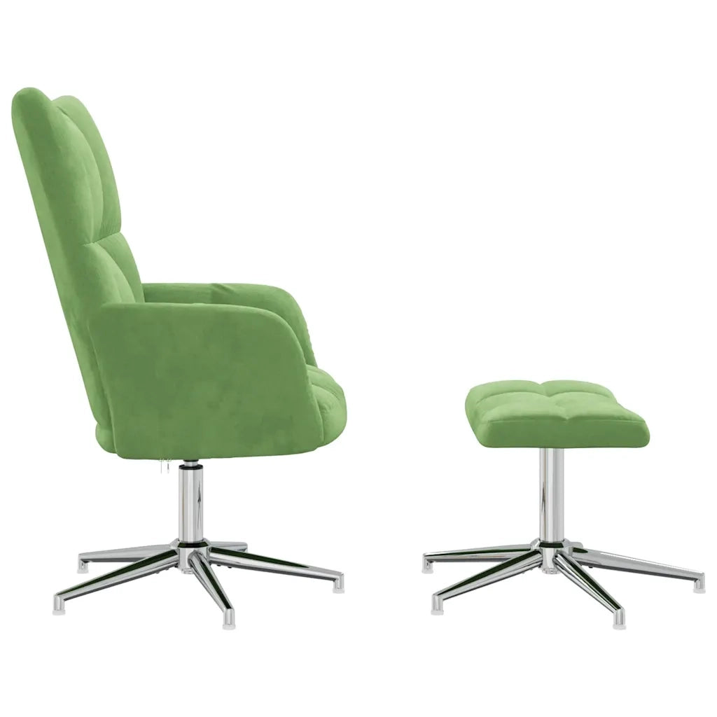 Poltrona Relax con Poggiapiedi Verde Chiaro in Velluto 328131