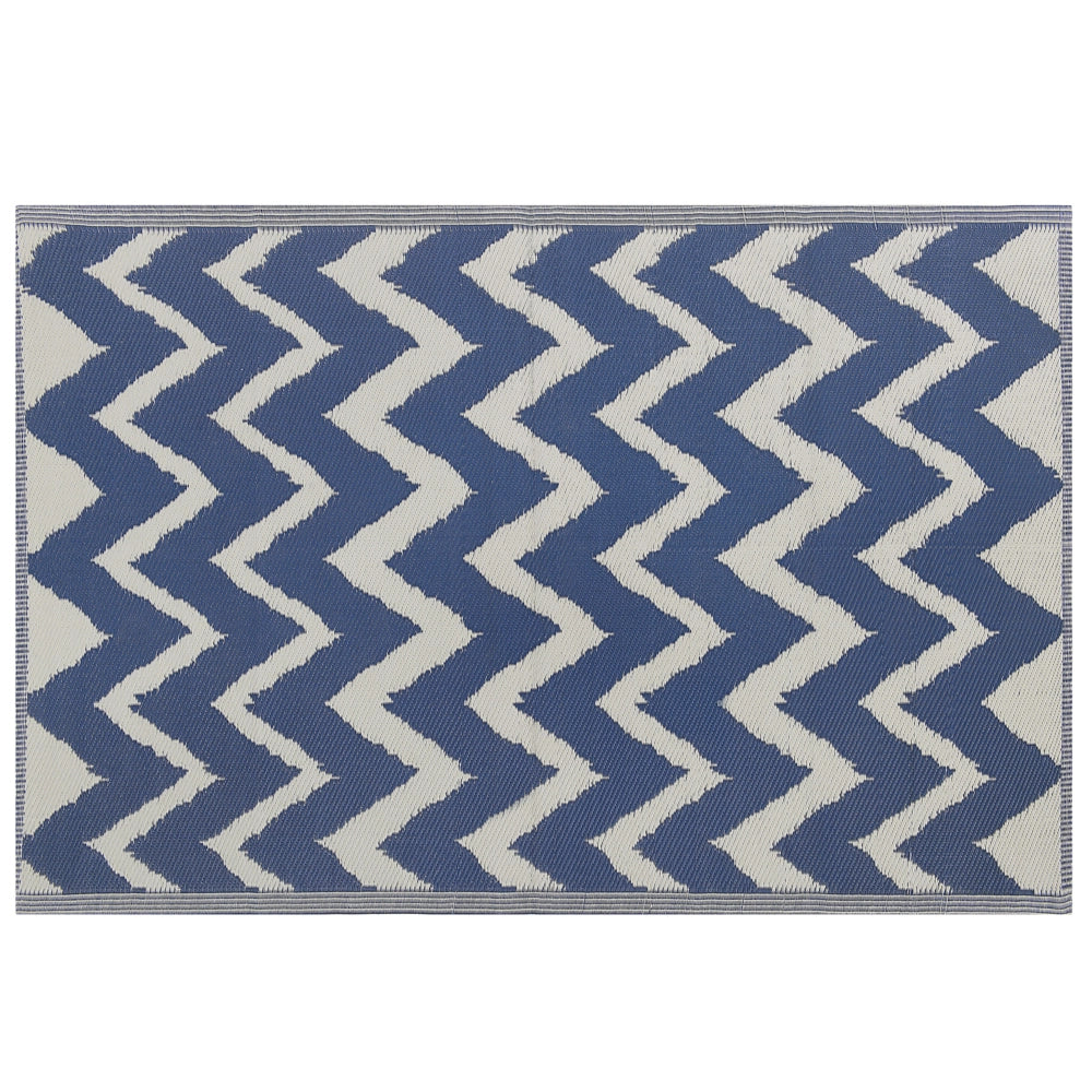 Tappeto per esterni Blu navy in materiali sintetici Rettangolare 120 x 180 cm Motivo a zig zag