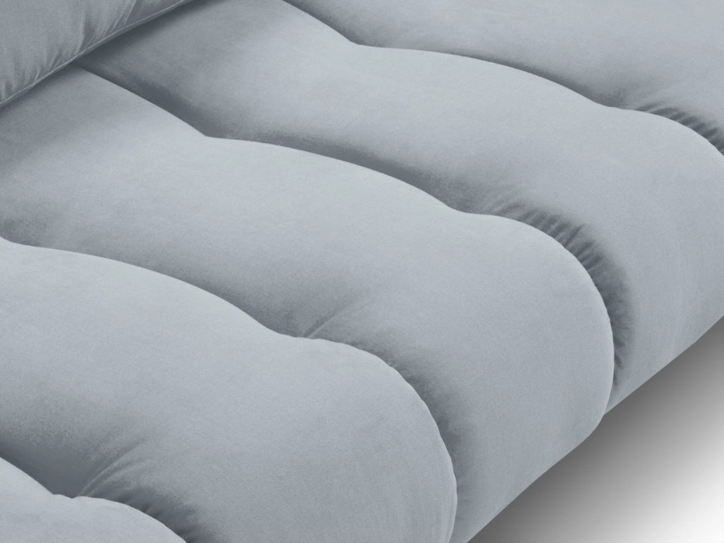 Cosmopolitan Design - Divano angolare sinistro "Hastings" 5 posti in velluto azzurro 