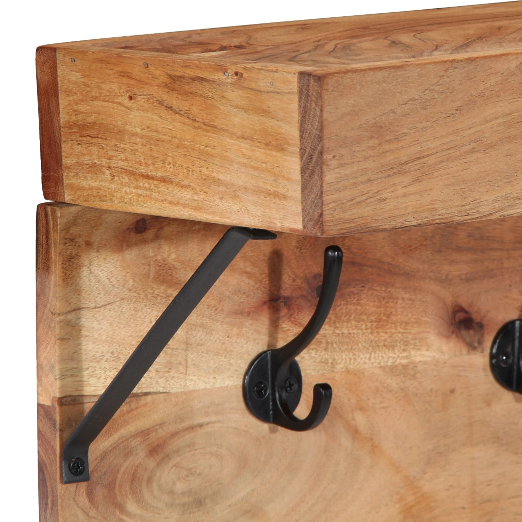 Appendiabiti vitaXL con mensola a parete in legno massello di acacia e metallo