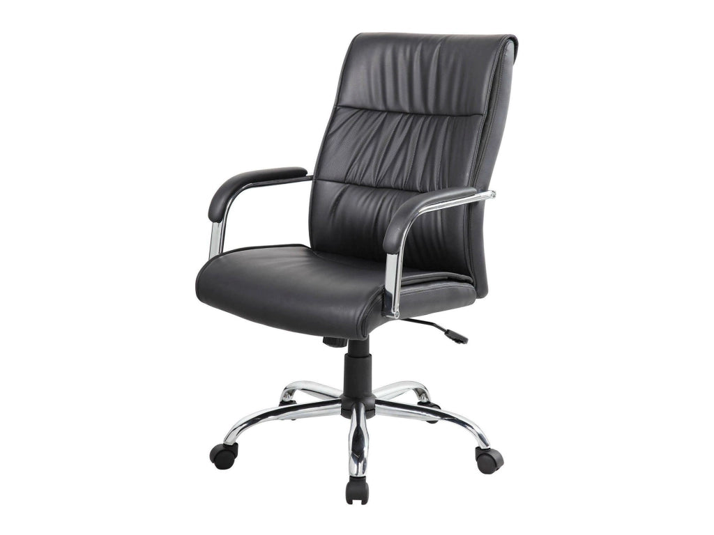 Sedia da ufficio Bangkok, Poltrona direzionale con braccioli, Sedia ergonomica da ufficio, 69x60h105/115 cm, Nero