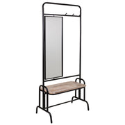 Mobile da ingresso con Sgabello e specchio in metallo e legno grigio 77x45x181,5h
