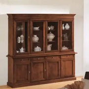 Credenza cristalliera in legno 4 porte mod Martini arte povera noce