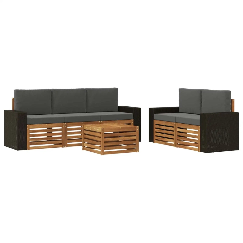 Set di divani da esterno 6 pz Naturale e Antracite 3384033