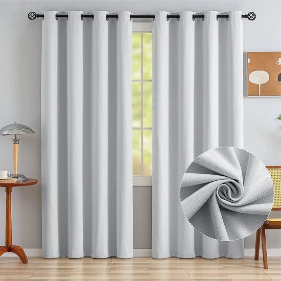 Tendine di oscuramento, tenda termica con anelli, opaco, protezione dal freddo per camera da letto e salotto, 245 x 140 cm, bianco sbiadito, set da 2