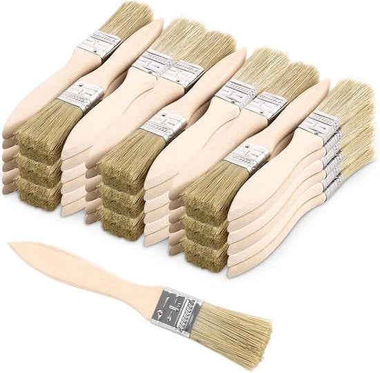 Set di pennelli per pittura 100 pezzi 16 mm - pennelli piatti pennelli per vernice - manico in legno - pennello a setole naturali - vernice colla adesivo