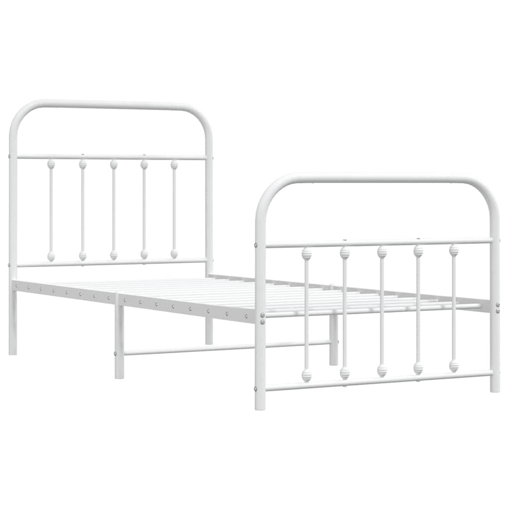 Giroletto con Testiera e Pediera Metallo Bianco 90x200 cmcod mxl 78934