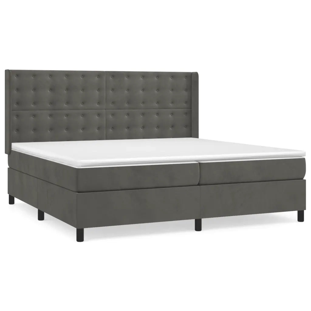 Giroletto a Molle con Materasso Grigio Scuro 200x200 cm Velluto 3132940