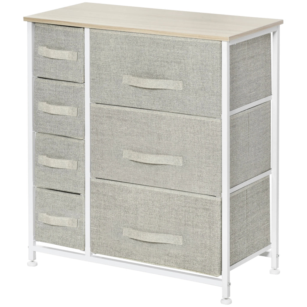 Cassettiera con 7 cassetti in tessuto ¨C zephmum ¨C 63.5x30x71 cm grigio