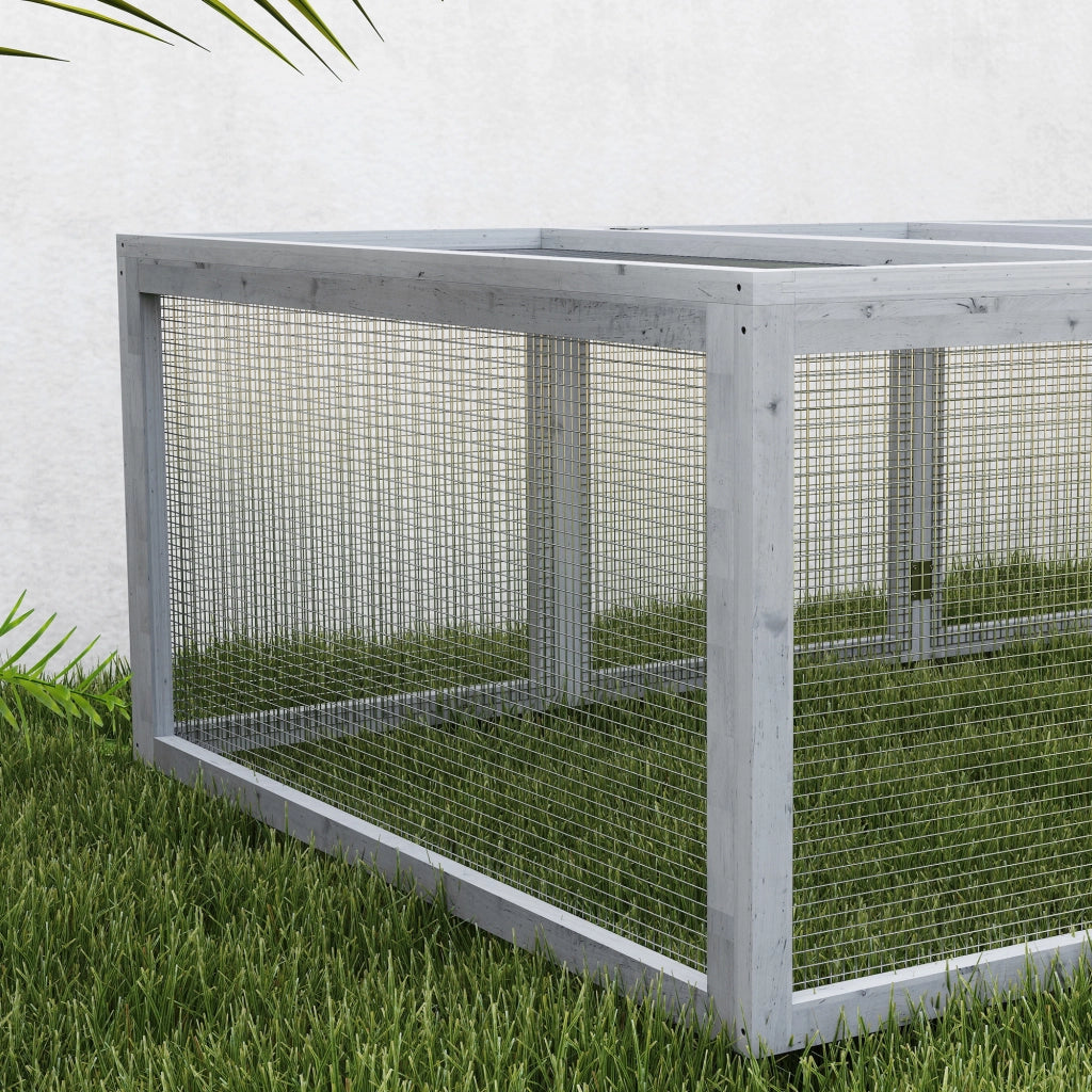 Gabbia per conigli da esterno ¨C zephmum ¨C in legno massello grigio 181x100x48 cm