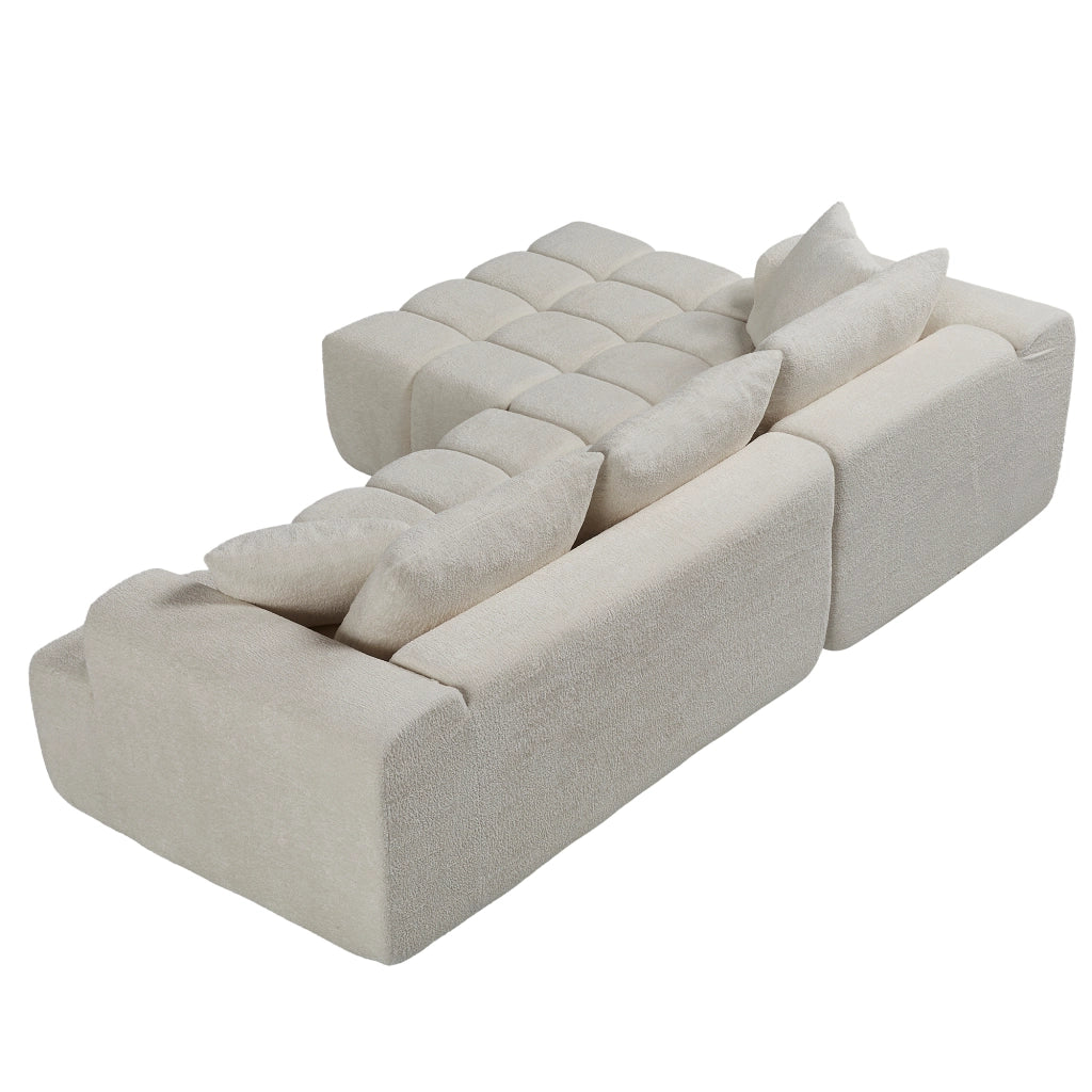 DIVANO Modulare 249,94 cm in Velluto Bianco