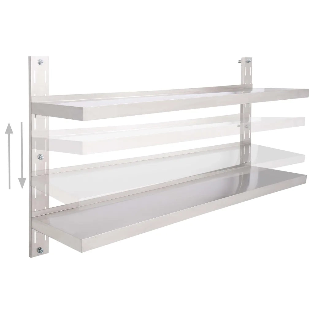Mensola a Sospensione a 2 Livelli in Acciaio Inox 150x30 cm 51049