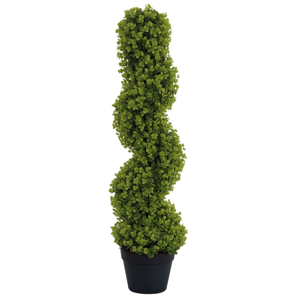 Pianta Finta di Eucalipto a Spirale con Vaso Incluso per Interno ed Esterno, Altezza 90 cm, Verde