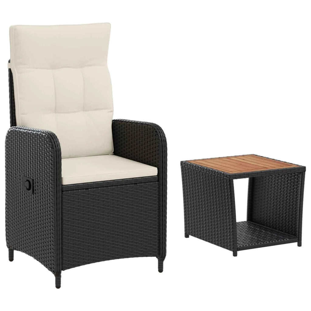 Set Lounge da Giardino 2 pz Nero e Bianco Crema 3422348