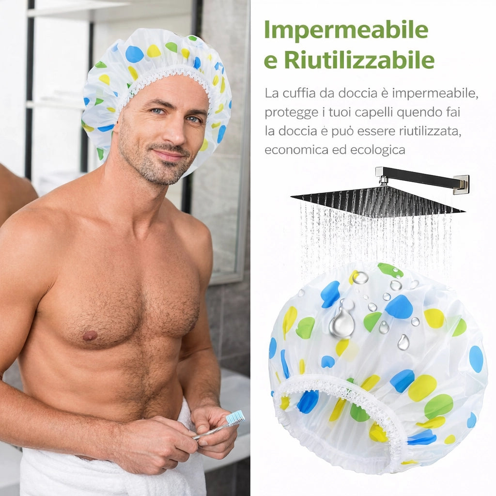 4 Cuffie Per Capelli Cuffia Doccia Impermeabile Protezione Bagno Igiene Spa90610