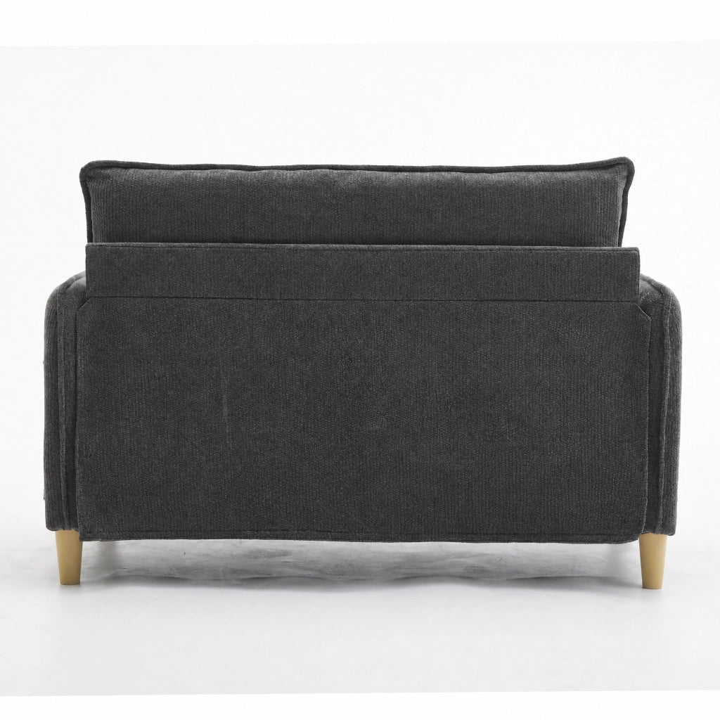 Divano a 2 posti in tessuto Chenille, 127 cm, colore Dark Gray, con braccioli e tasche laterali