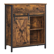 Mobile contenitore/credenza 70 x 30 x 80 cm credenza/cassettiera da cucina con anta scorrevole stile fienile marrone industriale 12_0006443