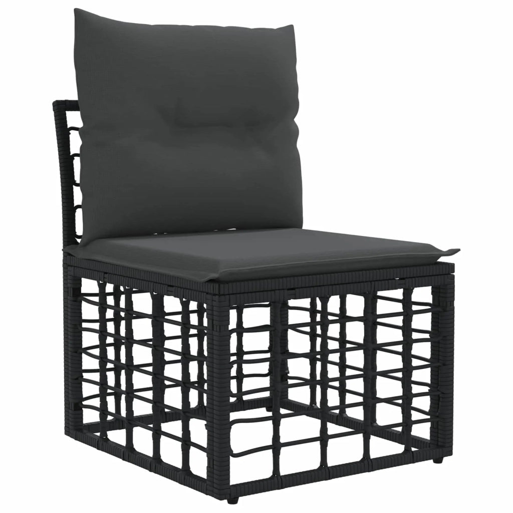 Set Divano da Giardino 8 pz Nero e Grigio scuro polyrattan 3438005