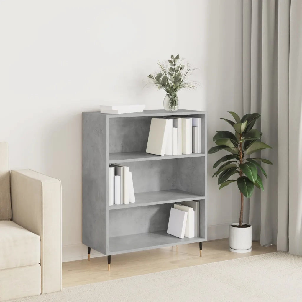 Libreria-Scaffale per Libri-Mobile di Stoccaggio Grigio Cemento 69,5x32,5x90 cm in Legno Multistrato 837644