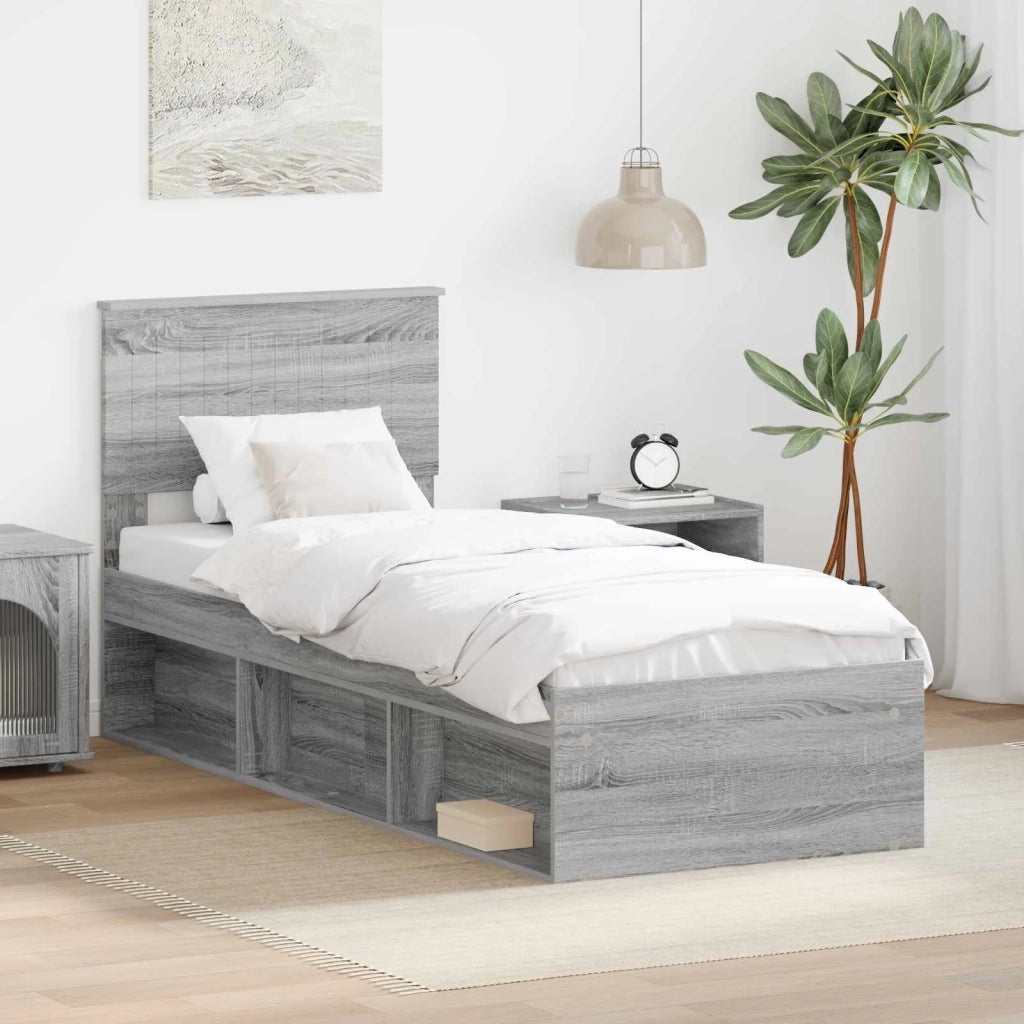 Struttura del letto Grigio Sonoma 75 x 190 cm Pino massello