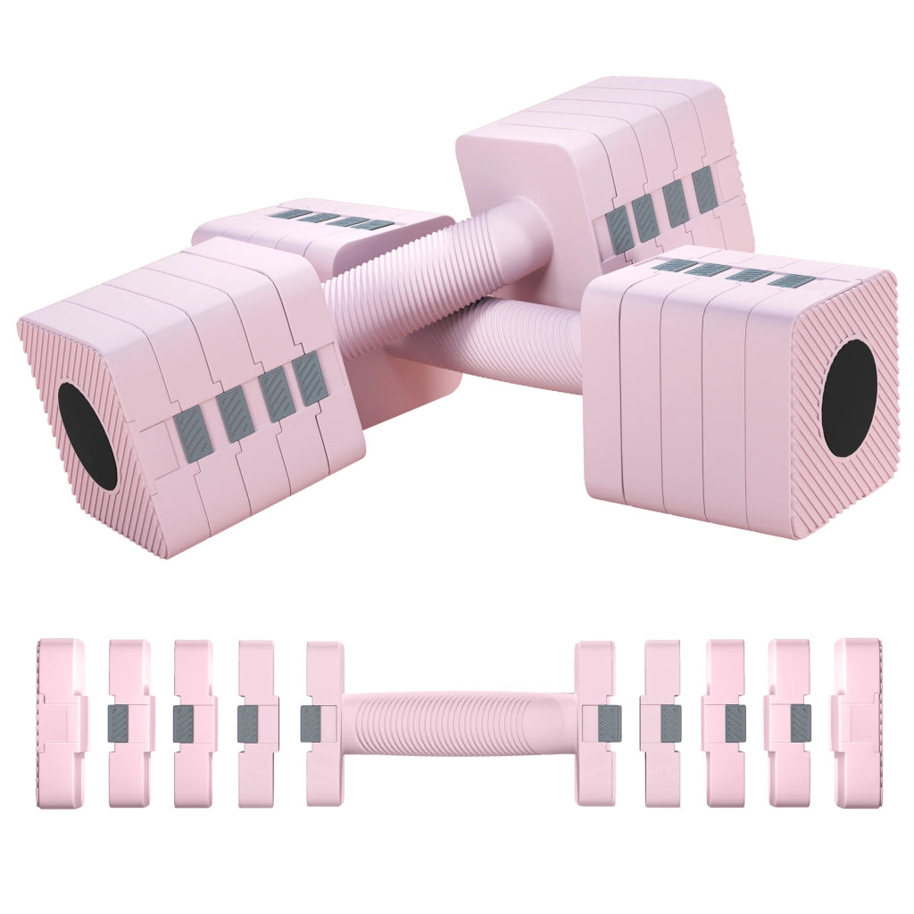 Manubri Pesi Quadrati 5 kg con Piastre Rimovibili ¨C zephmum ¨C Acciaio e ABS, Rosa, 32x9x9 cm