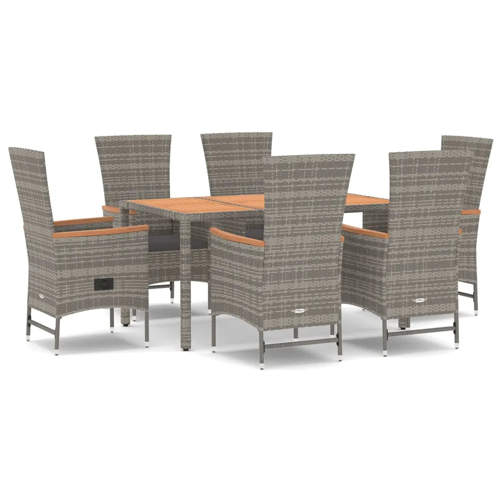 Set da Pranzo da Giardino 7 pz con Cuscini in Polyrattan Grigio 3157550