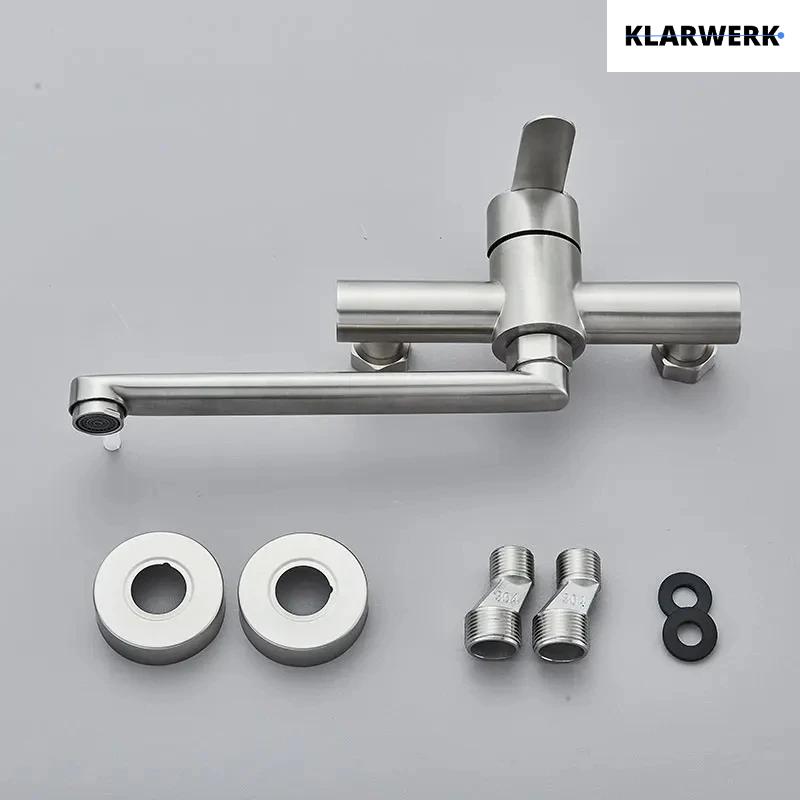 MAX | rubinetto miscelatore catering rubinetto a parete argento |professionale da cucina in acciaio inox lungo e piatto| ristorante bocca dritta