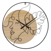 Orologio da Muro Elegant 60x2x60 cm in Ferro e MDF Nero e Marrone