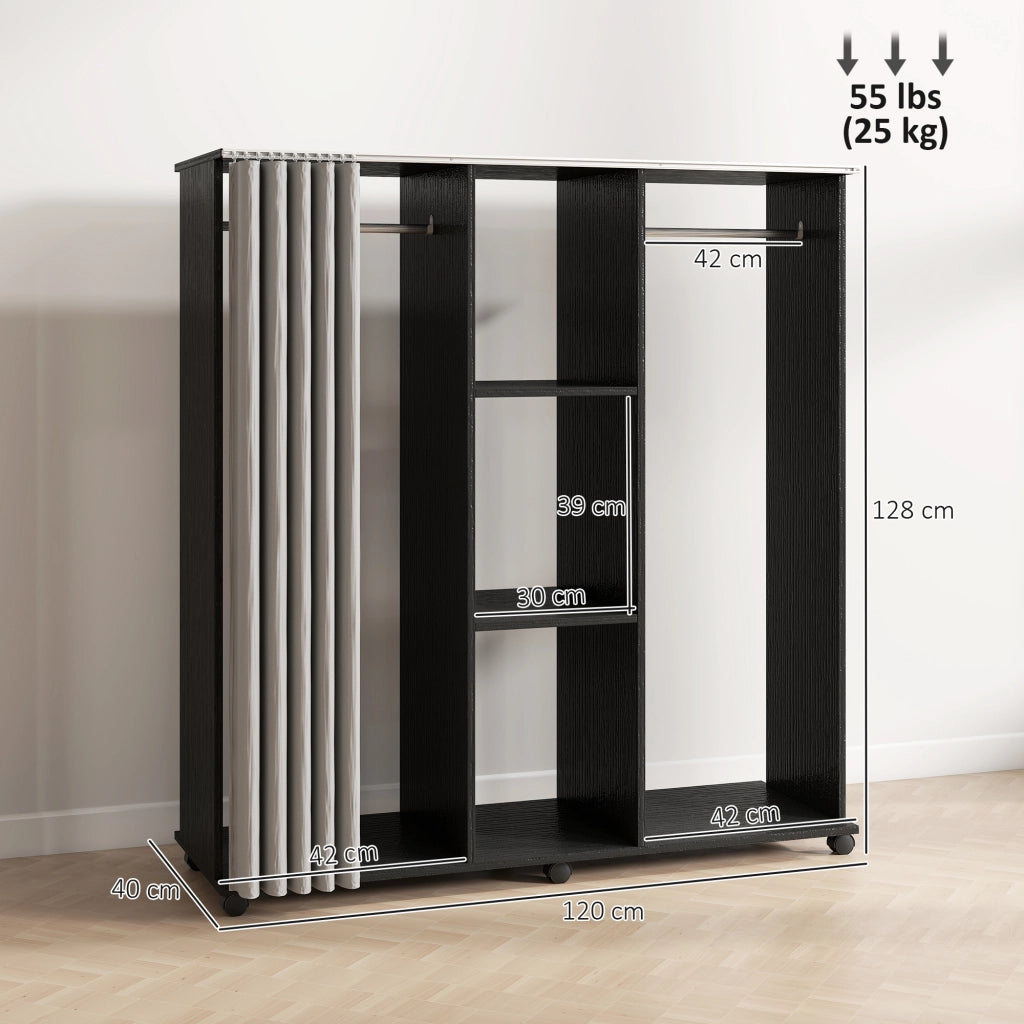 Armadio scorrevole con appendiabiti ¨C zephmum ¨C Nero 120x40x128 cm