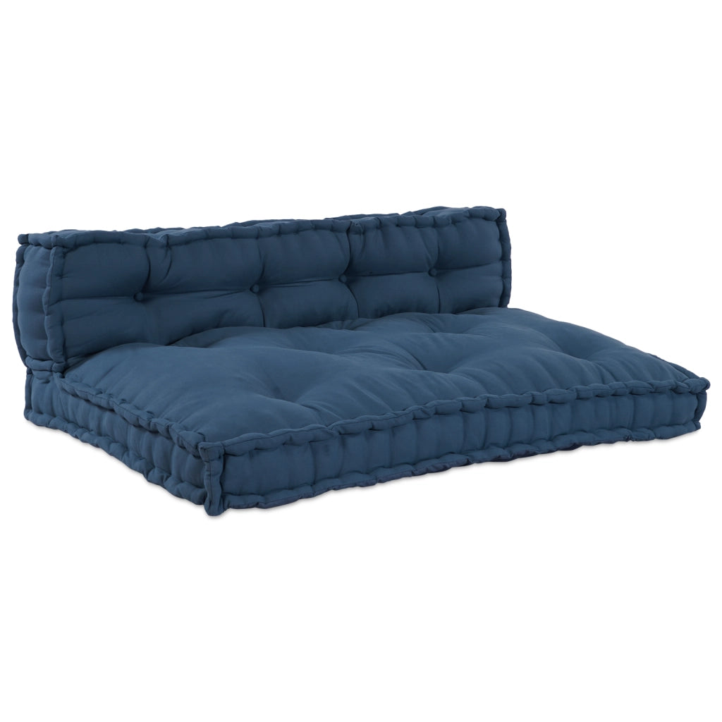 Cuscino per divano in pallet con rinforzo per la schiena in tessuto blu