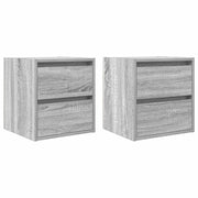 Set di 2 Comodini | Armadio da Notte | Mobiletto da notte a Muro Grigio Sonoma 38x34x40 cm