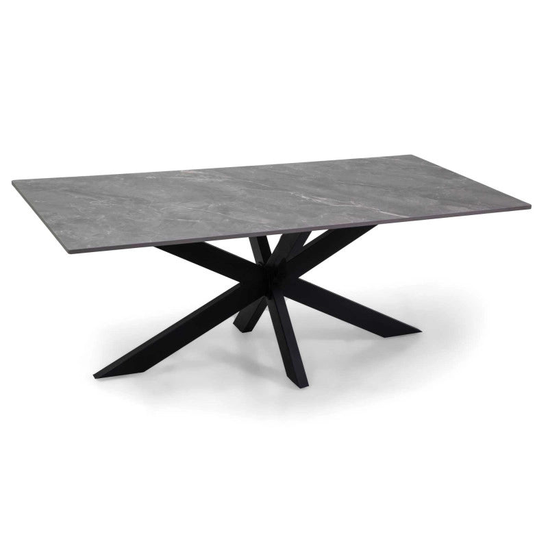 Tavolino Metallo Top Pietra Sinterizzata Grigio Cm 120x65h45
