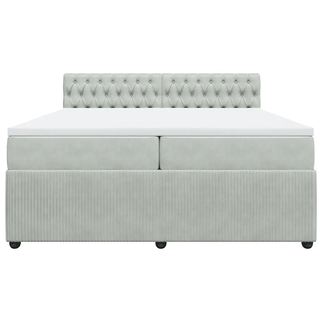 Giroletto a Molle con Materasso Grigio Chiaro 200x200cm Velluto