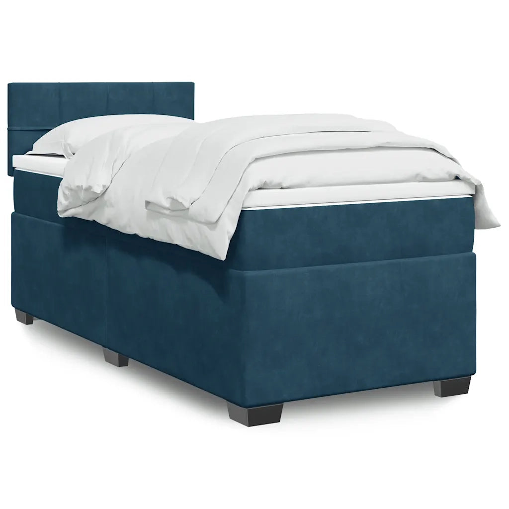 vidaXL Giroletto a Molle con Materasso Blu 90x200 cm in Velluto
