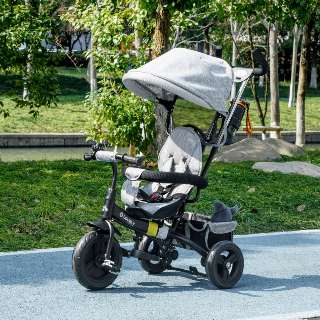 Triciclo per Bambini con Toldo e Cinturino di Sicurezza ¨C zephmum ¨C Grigio