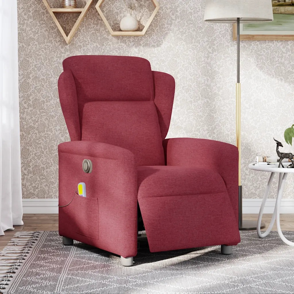 Poltrona Massaggiante Reclinabile Elettrica Rosso Vino Tessuto 3303127