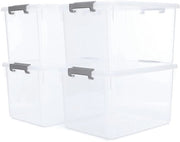 Set di 4 scatole di archiviazione con coperchio - plastica - 30 litri - stivabile