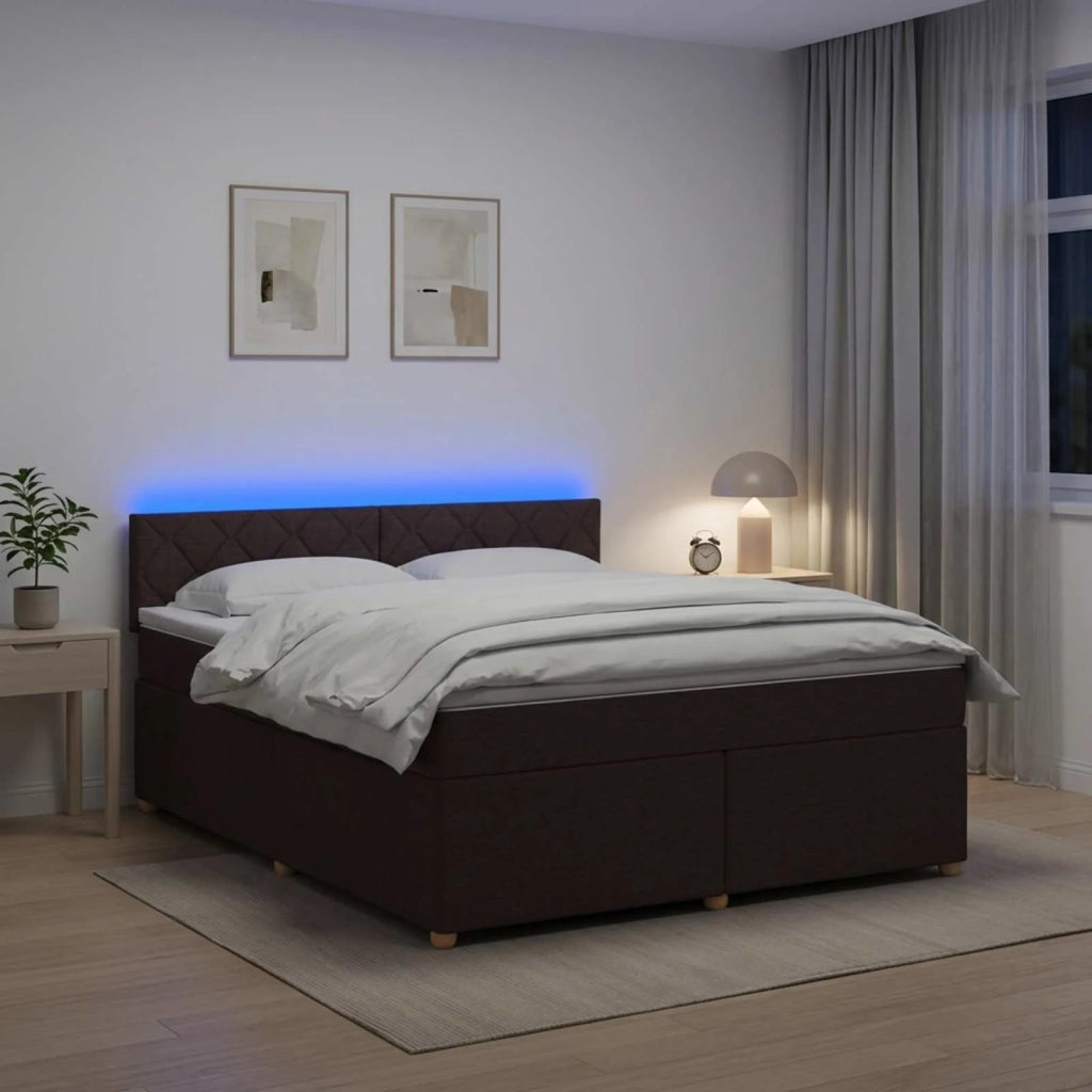Letto box spring con materasso Marrone Scuro 140 x 190 cm 3452425