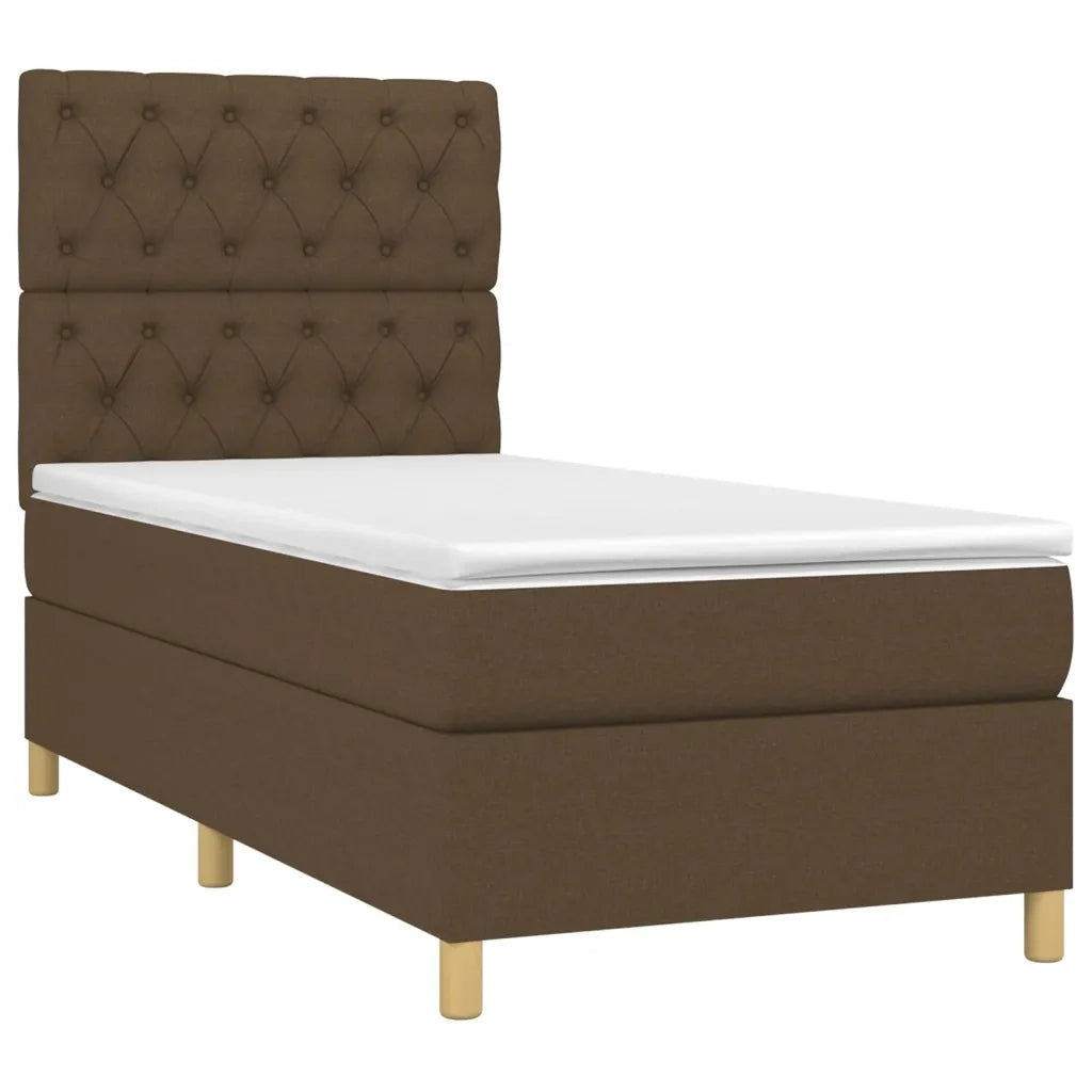 Giroletto a Molle con Materasso Marrone Scuro 80x200 cm Tessuto 3142532