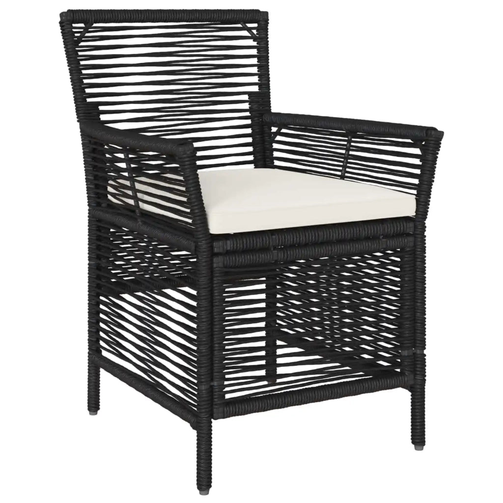 Sedia da esterno con cuscino 4 pcs Nero e Crema polyrattan