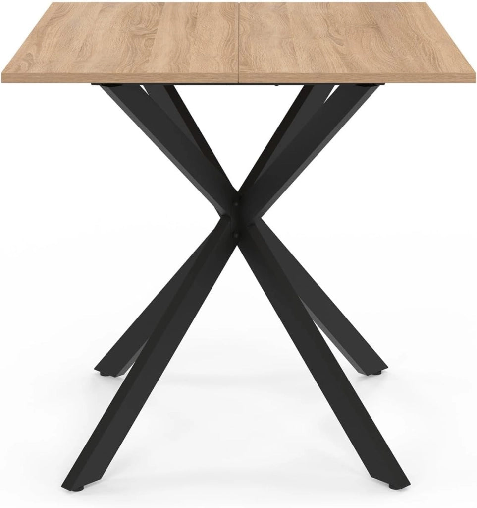 Tavolo da pranzo quadrato ALIX per 4 persone con gambe in legno e ragno nero 80 cm