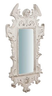 Biscottini Specchiera da parete in legno finitura bianco anticato Made in Italy SAGOMATA
