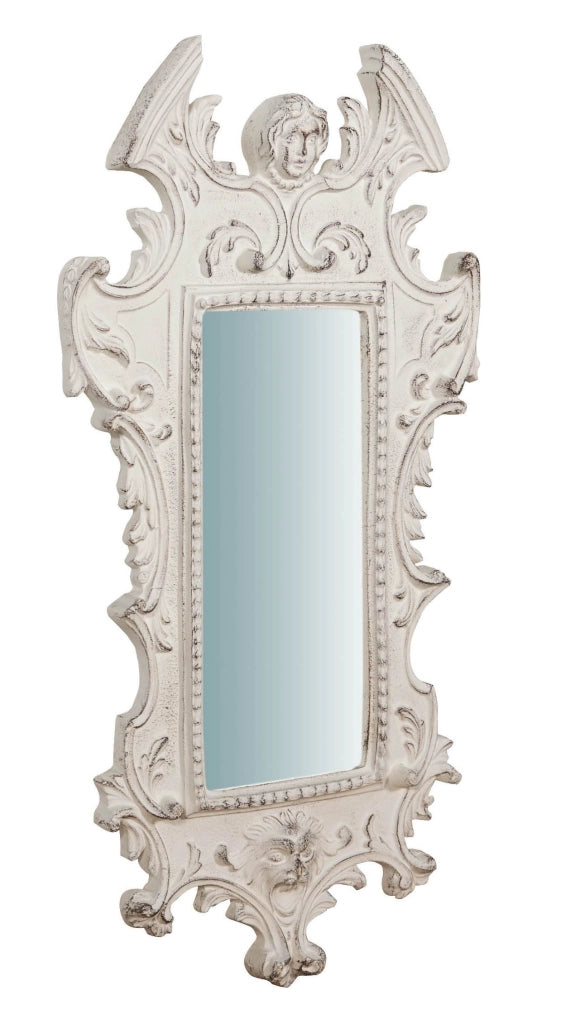 Biscottini Specchiera da parete in legno finitura bianco anticato Made in Italy SAGOMATA