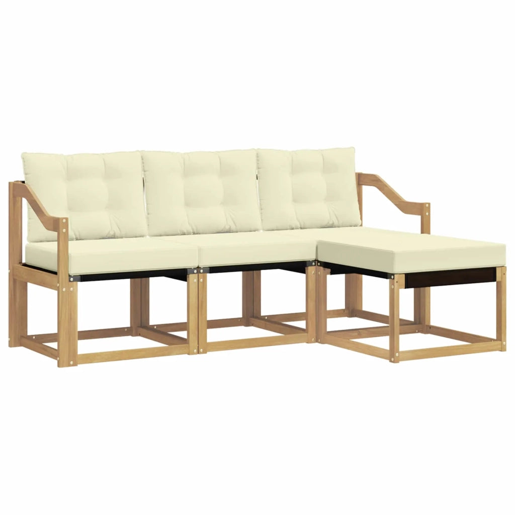 Set di divani da esterno 4 pz Bianco e Crema 3389364