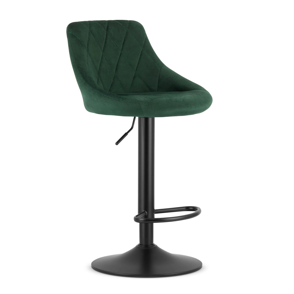 Sgabello girevole VALORA DAKA - Velluto verde con base nera x 2