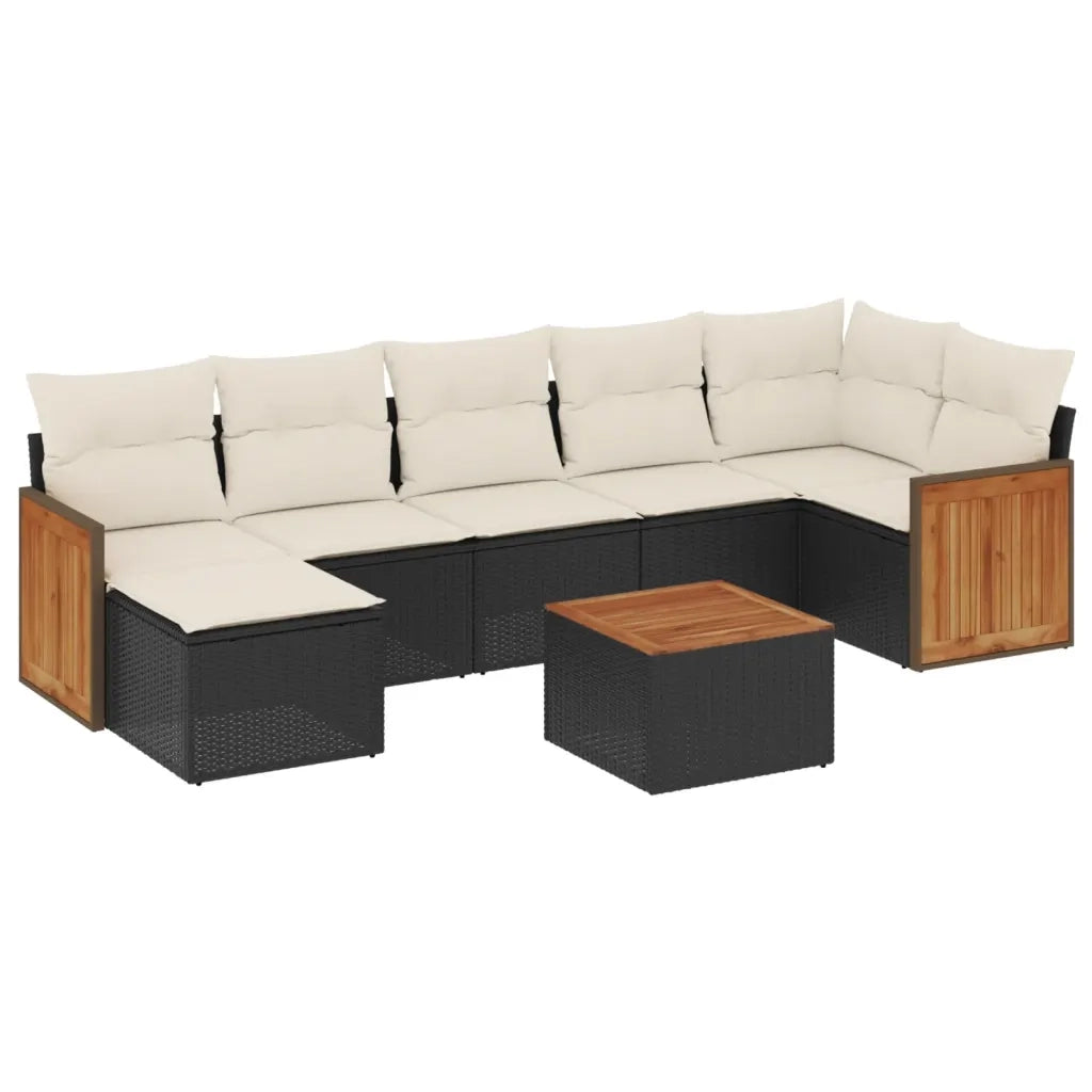 Set Divani da Giardino con Cuscini 8 pz Nero in Polyrattancod mxl 88952