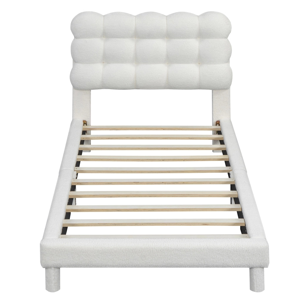 Letto Imbottito con Testiera Regolabile ¨C MINIMAL ¨C Bianco 90x200