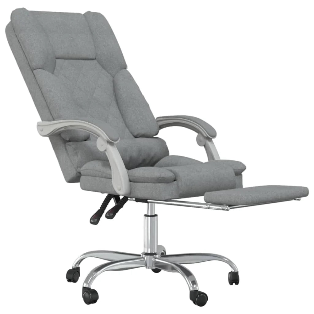 Poltrona massaggiante reclinabile per ufficio computer studio tessuto grigio chiaro 02_0025384